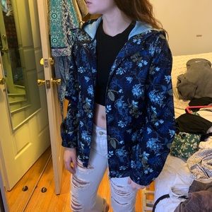 Thrifted Printed windbreaker hooded with Zip up